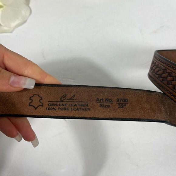 Leather belt Brown mens Size 32 - Picture 3 of 8